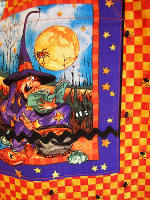 Close up of one of the pockets of Halloween aprons