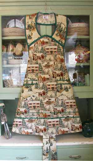 1940 Old Time Village Green Trim retro apron.